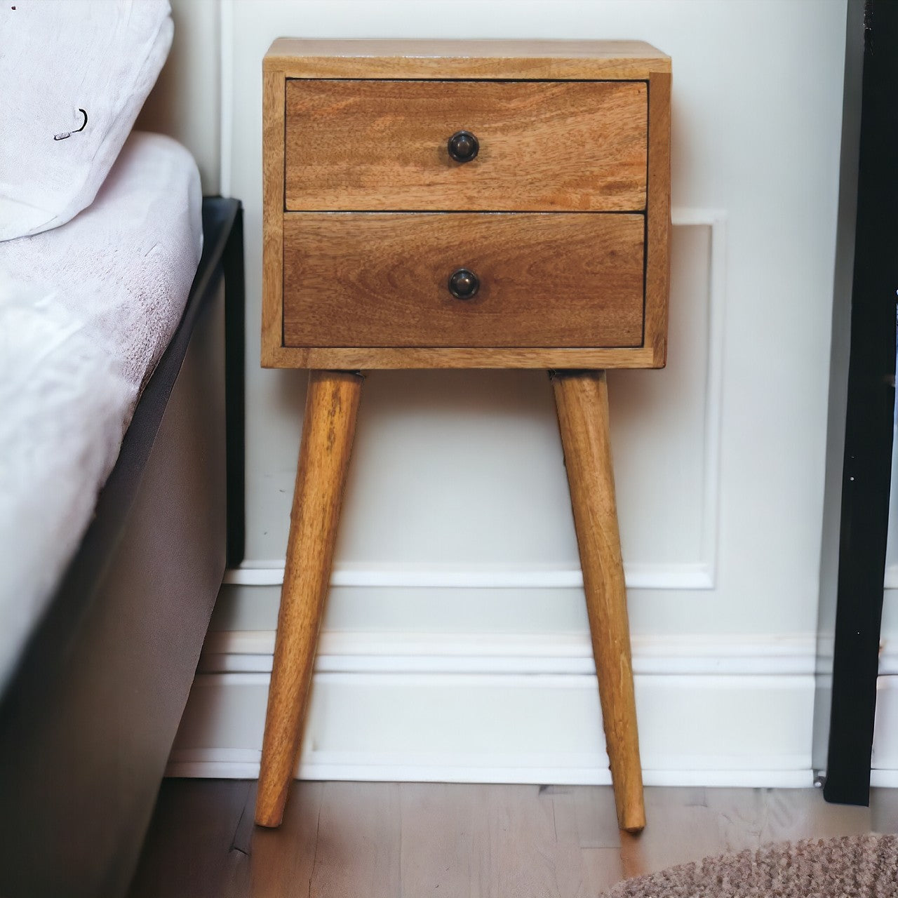 Mini 2 Drawer Oak-ish Nightstand