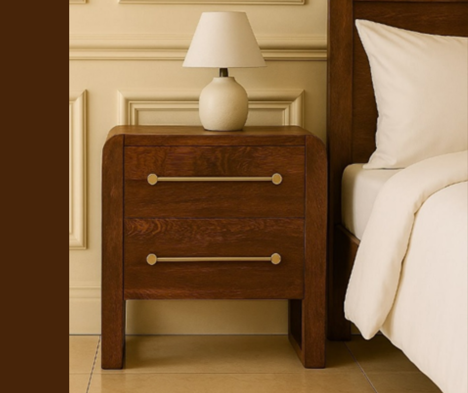 Image of handcrafted nightstand is built from premium wood, htoffering both durability and elegance. 