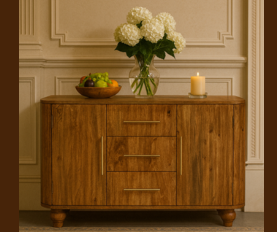 Image of a handcrafted furniture made from chestnut wood — prized for its warm tones and strength. 