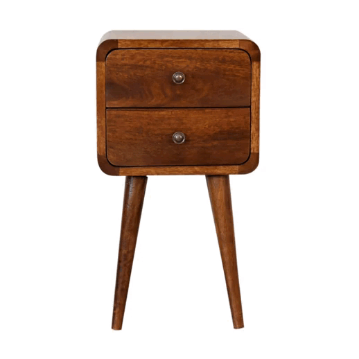 Mini Chestnut Curved Nightstand