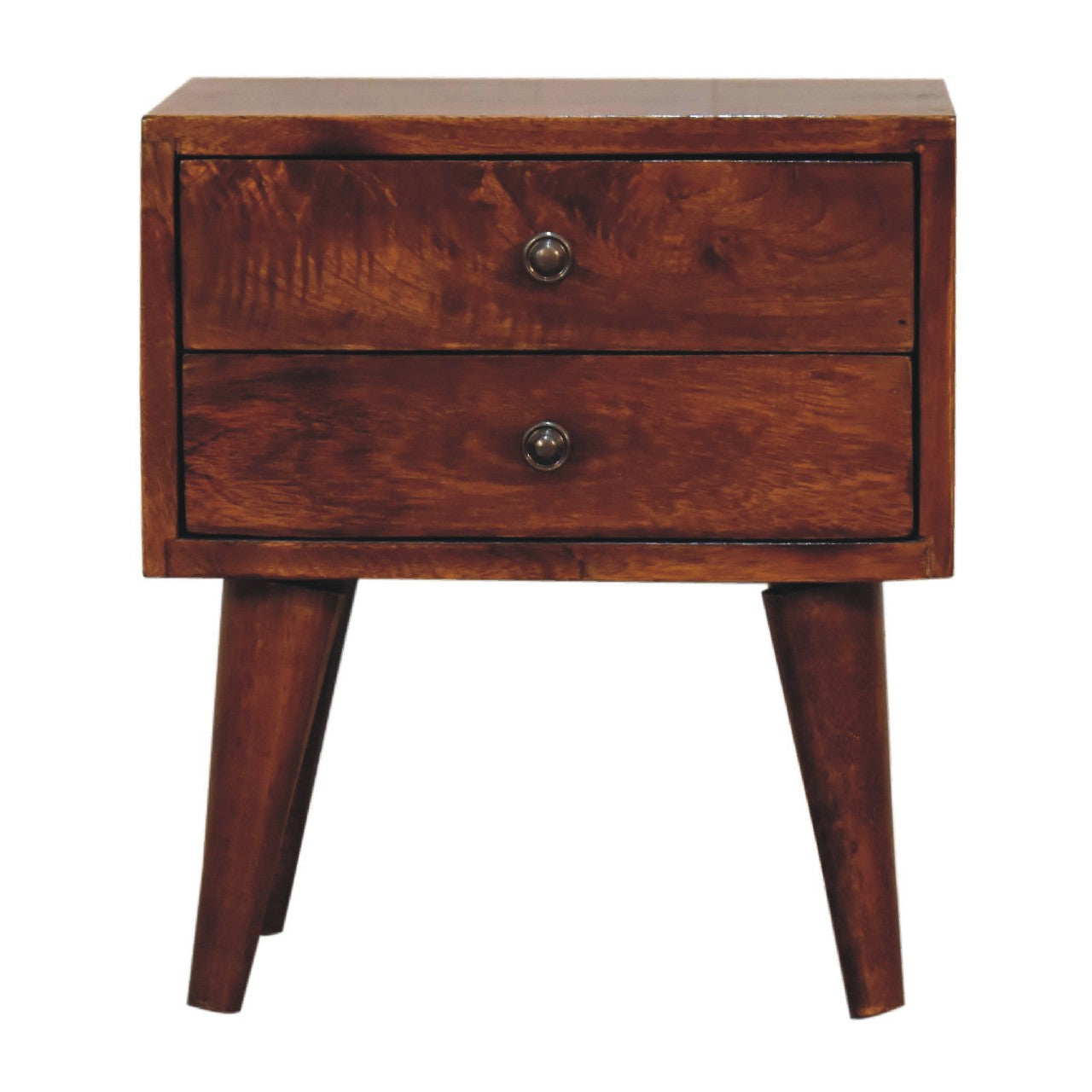 Mini Chestnut Modern Nightstand front view