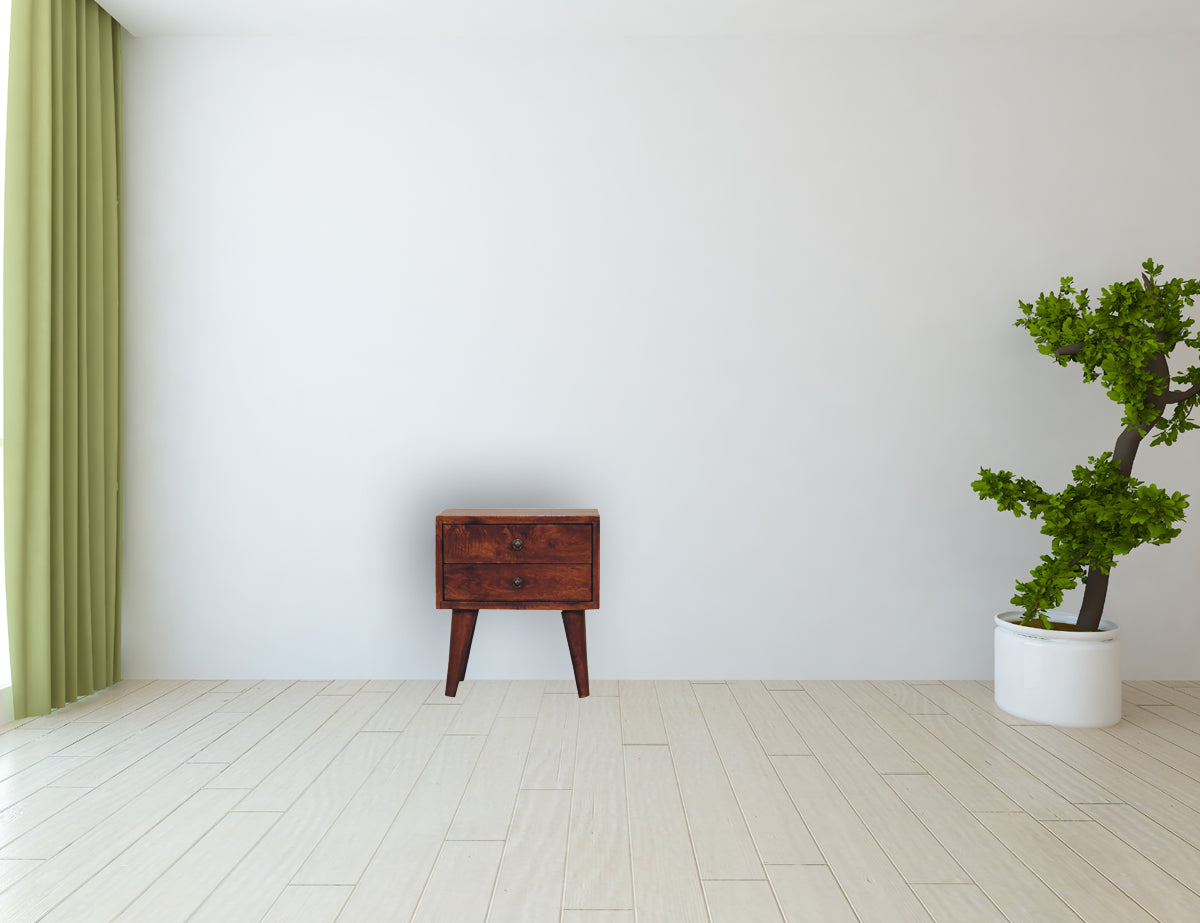 Mini Chestnut Modern Nightstand front view