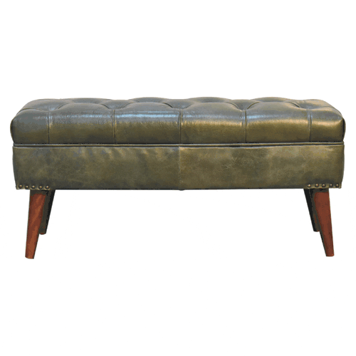Harbour Green Bench upholstered in green fabric.GIF